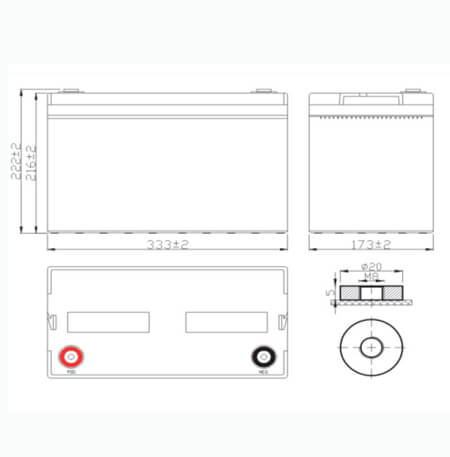 Размеры АКБ Delta GEL 12-100