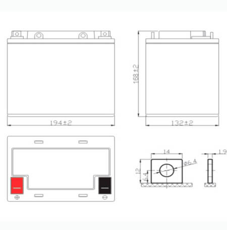 Размеры АКБ Delta GEL 12-33