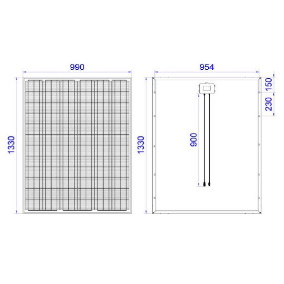 Габаритные размеры солнечного модуля Delta 200Ыт